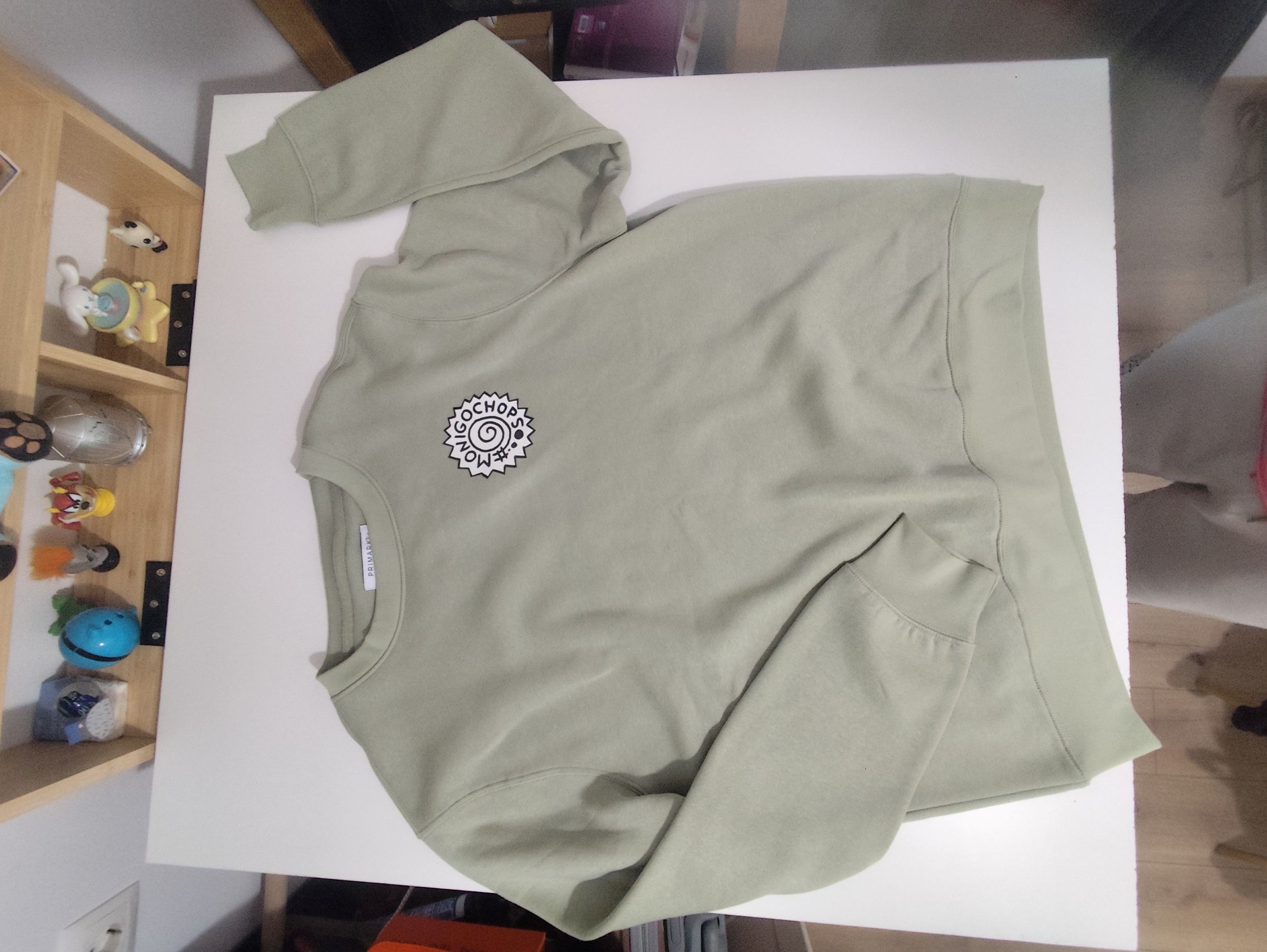 Sudadera verde pastel L trasera